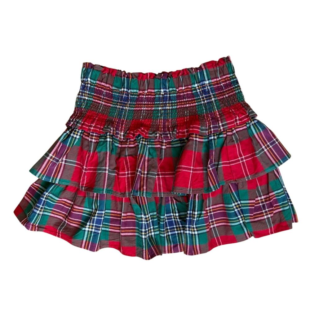 Janie and Jack Girls Plaid Tiered Short Skirt Size 10 Red Green